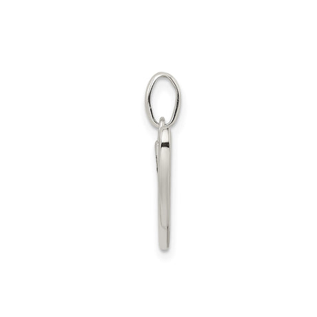 Sterling Silver Letter V Pendant Charm with Textured Accent and Polished Finish