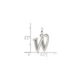 Sterling Silver Initial W Pendant with Polished and Textured Script Letter Design for Women