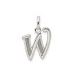 Sterling Silver Initial W Pendant with Polished and Textured Script Letter Design for Women
