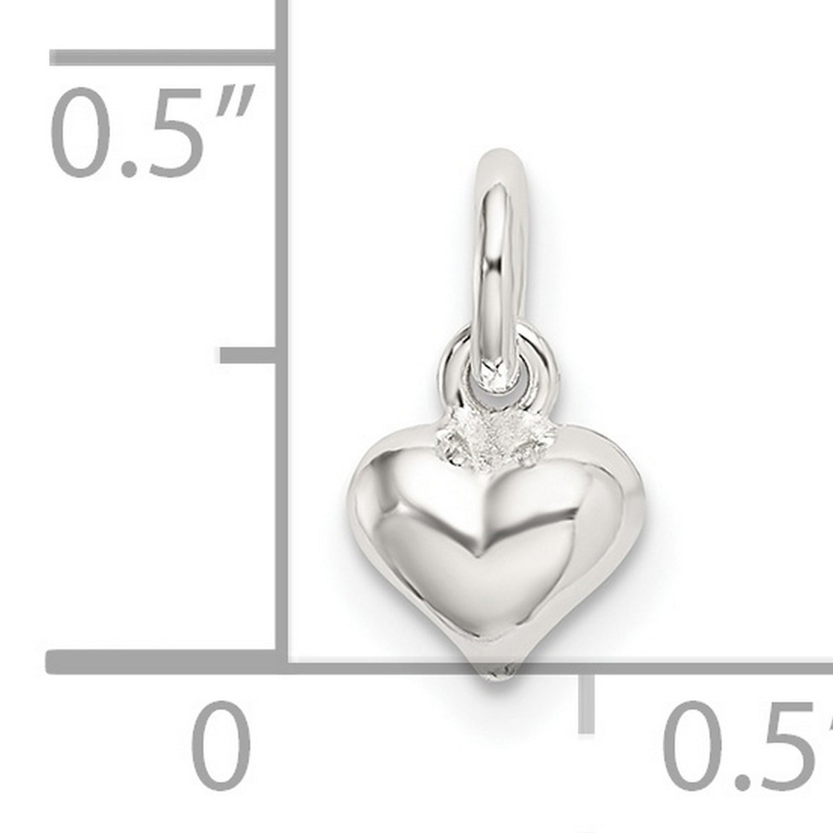 Sterling Silver Heart Pendant, 3D Puffed Charm with Polished Finish, Minimalist Romantic Design