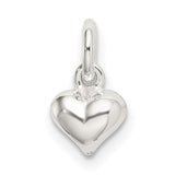 Sterling Silver Heart Pendant, 3D Puffed Charm with Polished Finish, Minimalist Romantic Design
