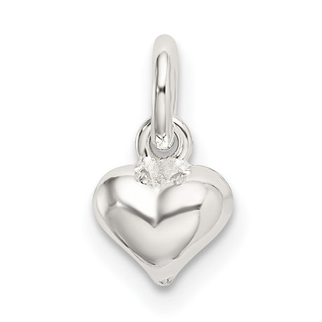Sterling Silver Heart Pendant, 3D Puffed Charm with Polished Finish, Minimalist Romantic Design