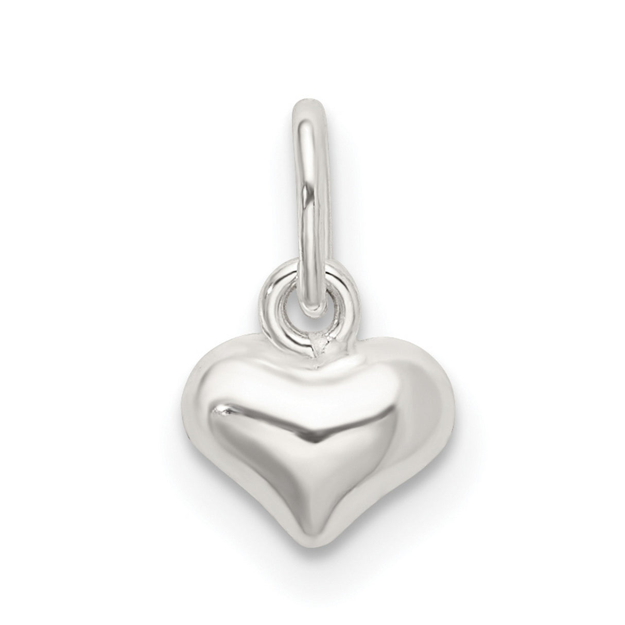 Sterling Silver Heart Charm Pendant, Smooth Puffed Love Symbol for Women