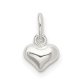 Sterling Silver Heart Charm Pendant, Smooth Puffed Love Symbol for Women