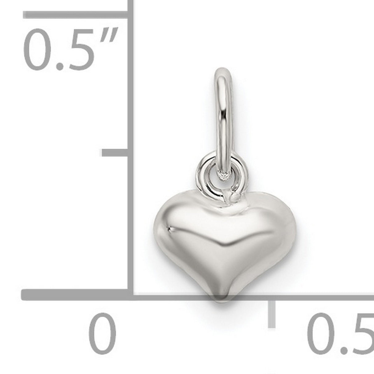 Sterling Silver Heart Charm Pendant, Smooth Puffed Love Symbol for Women