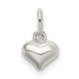 Sterling Silver Heart Charm Pendant, Smooth Puffed Love Symbol for Women