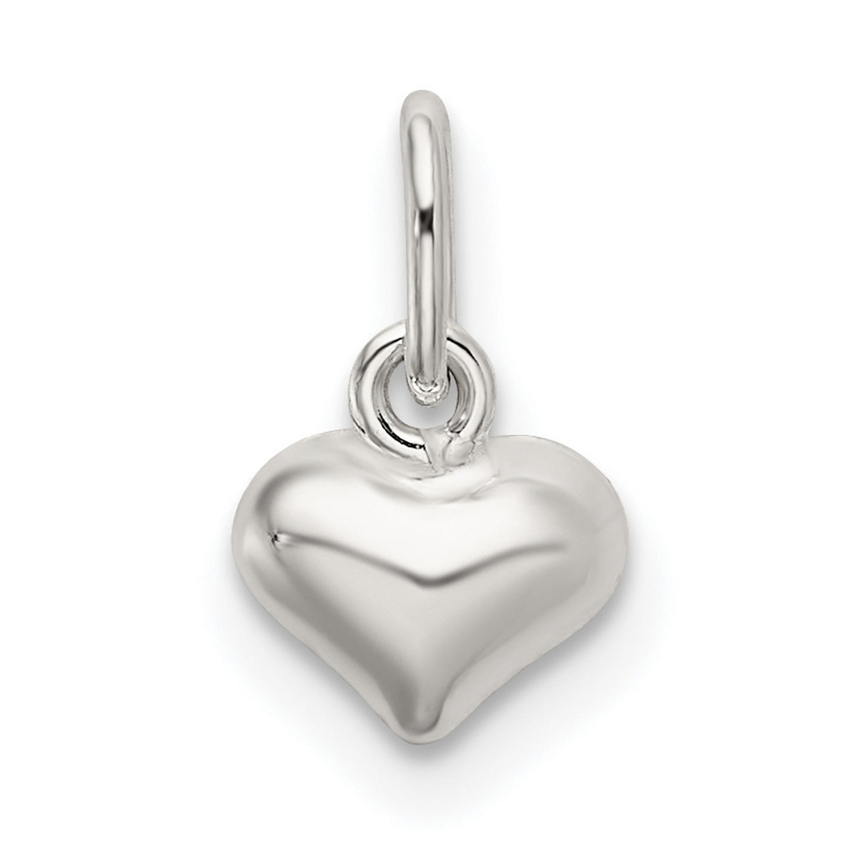 Sterling Silver Heart Charm Pendant, Smooth Puffed Love Symbol for Women