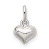 Sterling Silver Heart Charm Pendant, Smooth Puffed Love Symbol for Women