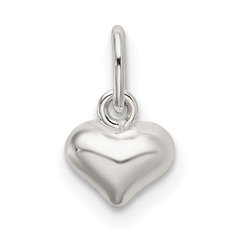 Sterling Silver Heart Charm Pendant, Smooth Puffed Love Symbol for Women