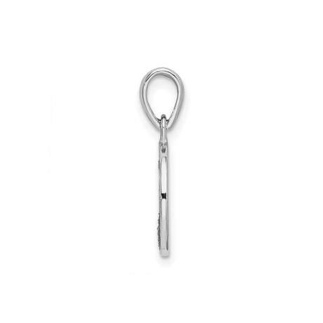Sterling Silver Mom Pendant with Textured Circle and Heart-Shaped O Design