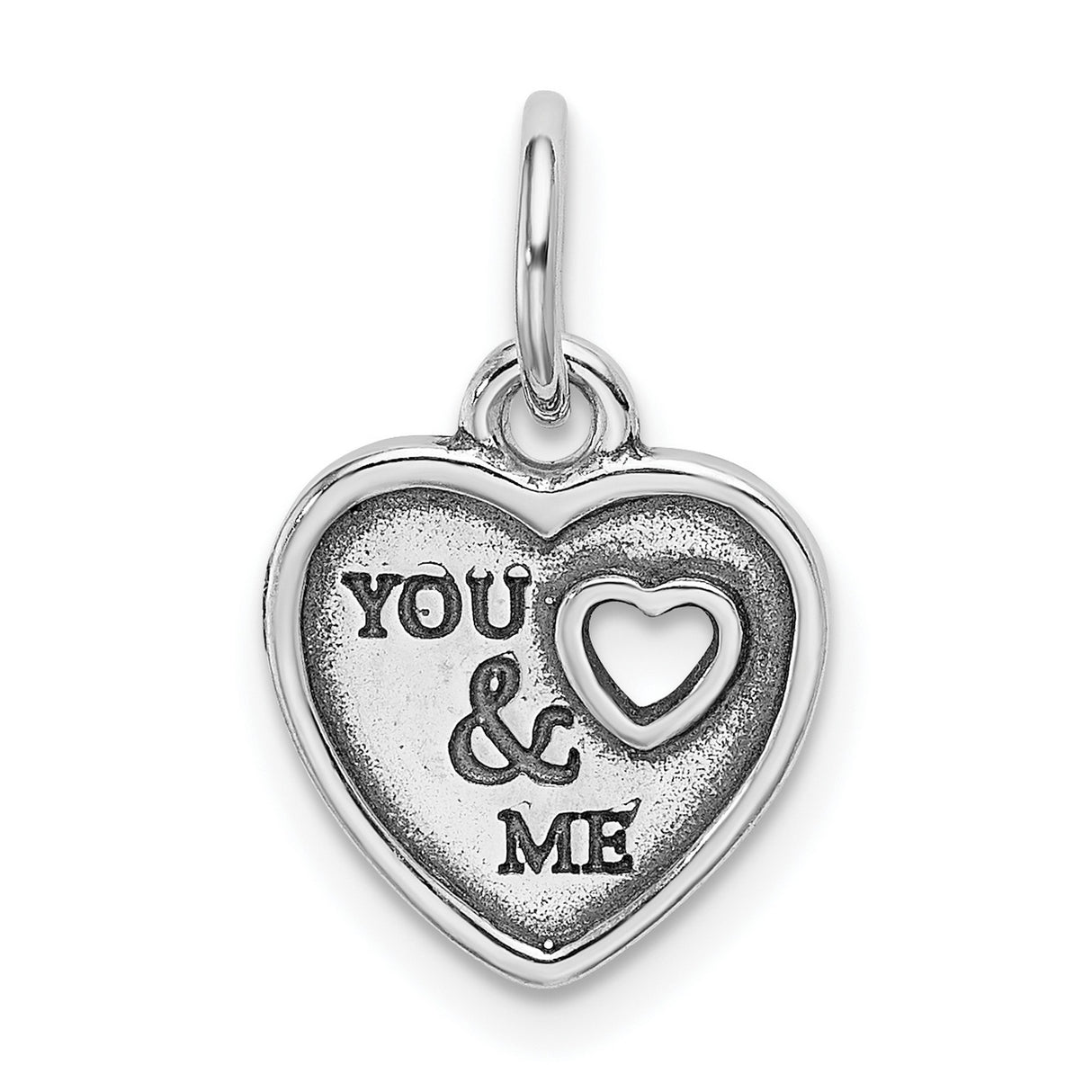 Sterling Silver Heart Pendant with Cutout Heart and I Love You Message