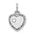 Sterling Silver Heart Pendant with Cutout Heart and I Love You Message
