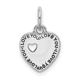Sterling Silver Heart Pendant with Cutout Heart and I Love You Message