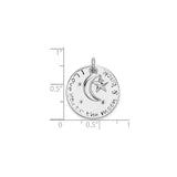 Sterling Silver Pendant with Moon and Star Design, Celestial Crescent and Romantic Message