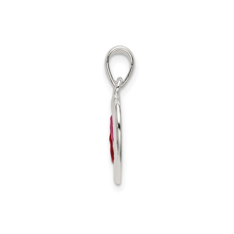 Sterling Silver Heart Pendant with Red and Pink Enamel Double Hearts, Romantic Jewelry for Women