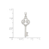 Sterling Silver Heart Key Pendant with Scroll Design, Romantic Symbolic Jewelry Charm for Women