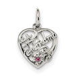 Sterling Silver Heart Pendant with Pink Cubic Zirconia, Grandma Floral Charm Keepsake Jewelry
