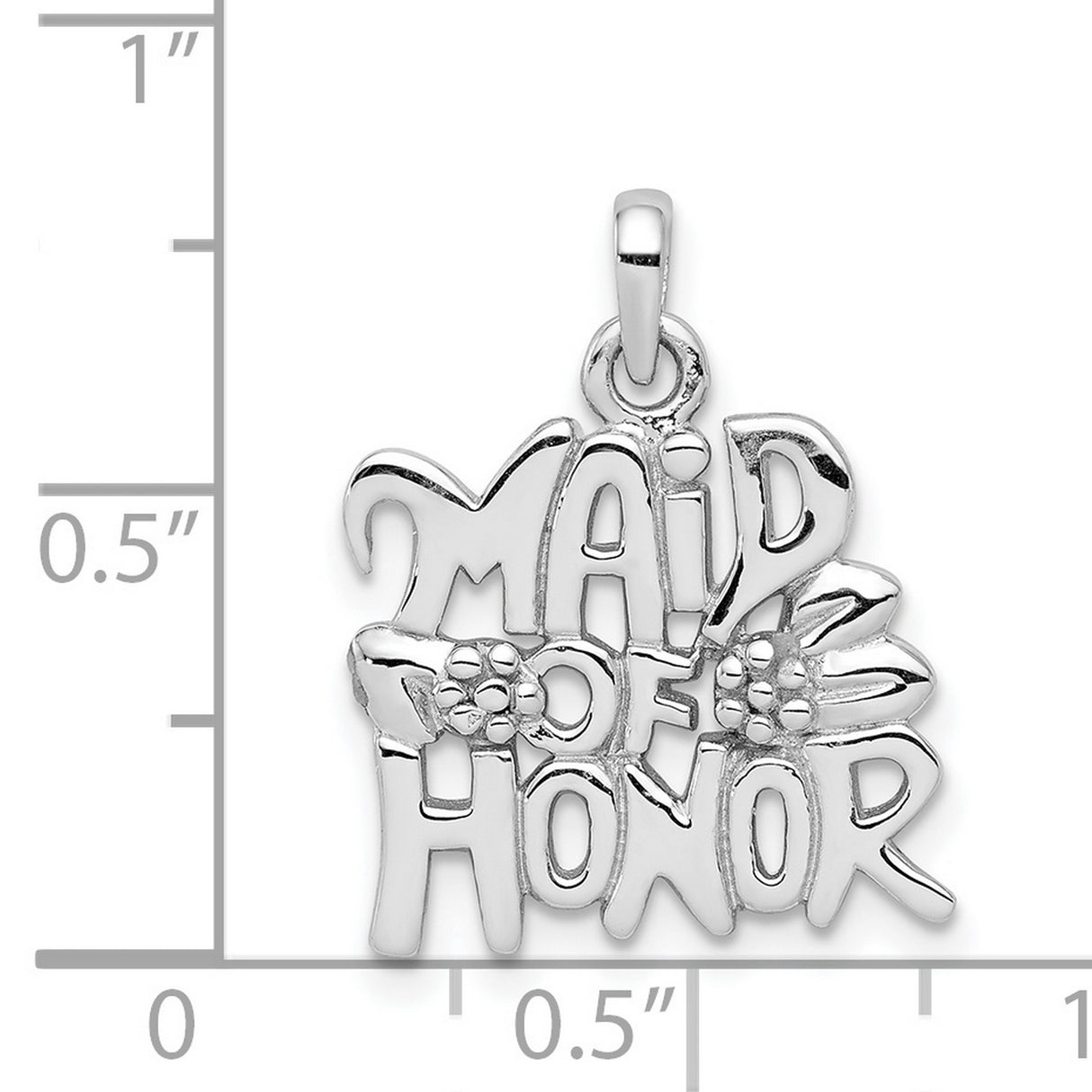 Sterling Silver Maid of Honor Pendant with Floral Accents, Bridal Charm for Women