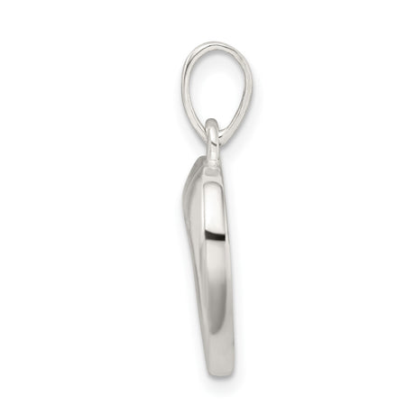 Sterling Silver Heart Pendant with Love Inscription and Small Heart Accent