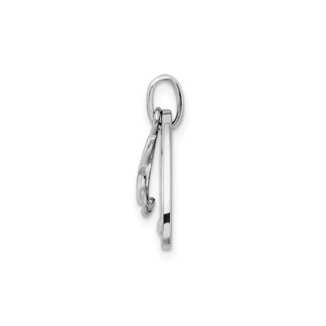 Sterling Silver Guitar Pick Pendant with Treble Clef Symbol and Crystal Accent