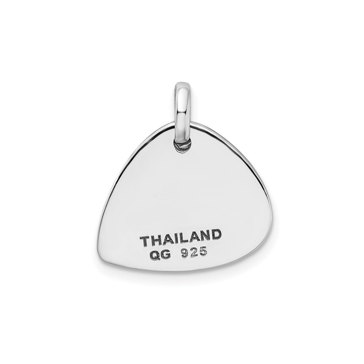 Sterling Silver Guitar Pick Pendant with Treble Clef Symbol and Crystal Accent