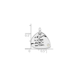 Sterling Silver Guitar Pick Pendant with Treble Clef Symbol and Crystal Accent