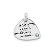 Sterling Silver Guitar Pick Pendant with Musical Note, Music Quote, and Crystal Accent