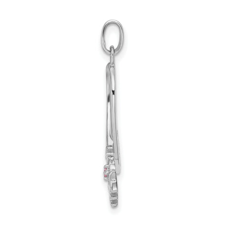 Sterling Silver Awareness Ribbon Pendant with Pink Cubic Zirconia, Breast Cancer Support Jewelry