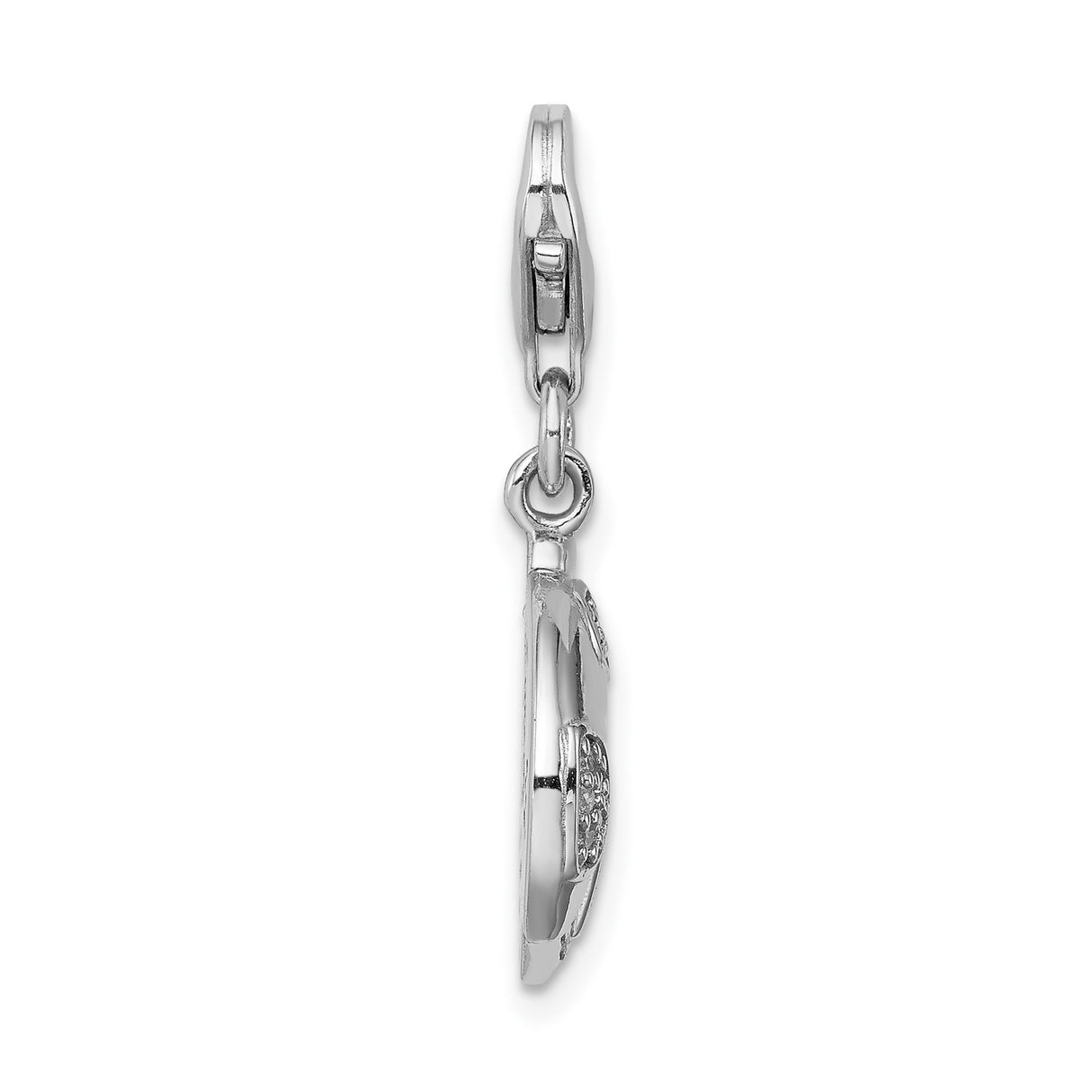 Sterling Silver Ladybug Charm with Cubic Zirconia, Nature-Inspired Symbol of Protection and Luck