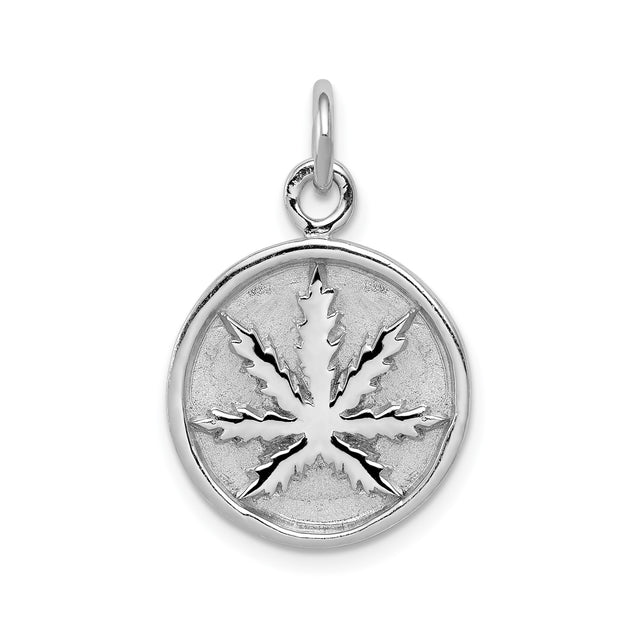 Sterling Silver Cannabis Leaf Pendant, Botanical Nature Symbol for Men and Women