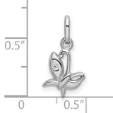 Sterling Silver Lotus Pendant with Cubic Zirconia, Yoga and Meditation Inspired Charm for Women