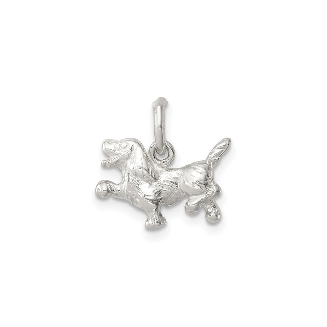 Sterling Silver Dog Pendant, Playful Pet Design, Animal Charm for Women