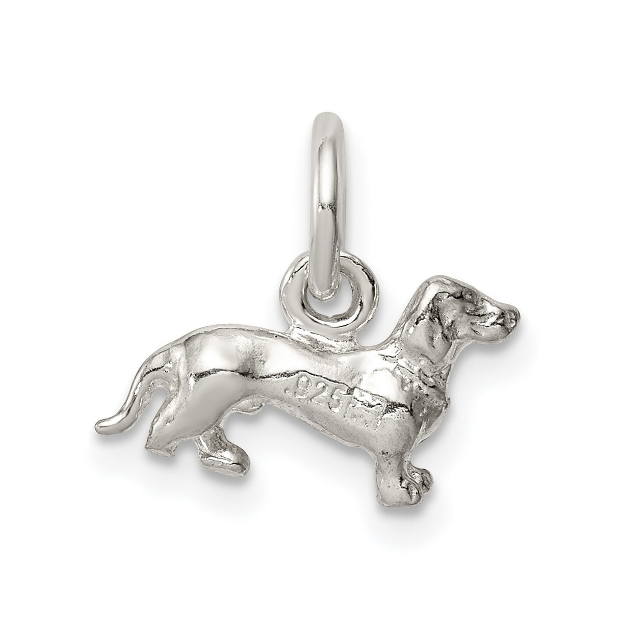 Sterling Silver Dachshund Dog Charm Pendant, Detailed Silhouette Pet Jewelry for Women