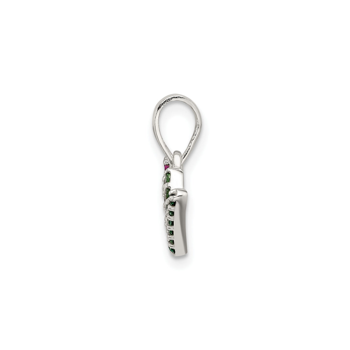 Sterling Silver Joy Pendant with Red, Green, and Clear Cubic Zirconia, Holiday Charm for Women