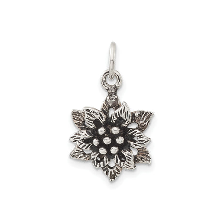Sterling Silver Pendant with Edelweiss Alpine Flower, Floral Detailing, Folk-Inspired Jewelry for Women