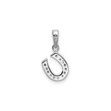 Sterling Silver Horseshoe Pendant with Cubic Zirconia, Western Equestrian Style