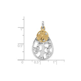 Sterling Silver Tree of Life Pendant with Celtic Openwork and Gold Shamrock Charm