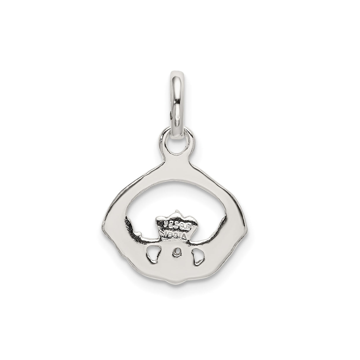 Sterling Silver Claddagh Pendant with Crowned Heart and Hands, Celtic Irish Symbol of Love and Loyalty