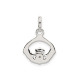 Sterling Silver Claddagh Pendant with Crowned Heart and Hands, Celtic Irish Symbol of Love and Loyalty