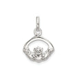 Sterling Silver Claddagh Pendant with Crowned Heart and Hands, Celtic Irish Symbol of Love and Loyalty