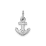 Sterling Silver Anchor Pendant with Diamond Accent, Polished Nautical Symbol of Hope and Faith