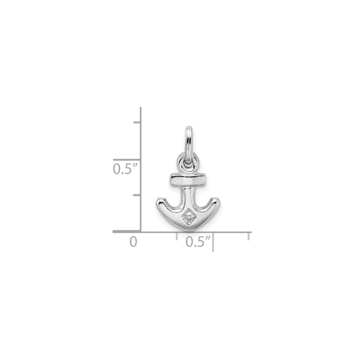 Sterling Silver Anchor Pendant with Diamond Accent, Polished Nautical Symbol of Hope and Faith