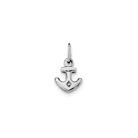 Sterling Silver Anchor Pendant with Diamond Accent, Polished Nautical Symbol of Hope and Faith