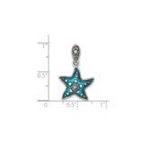 Sterling Silver Starfish Pendant with Blue Enamel, Marcasite and Crystal Accents