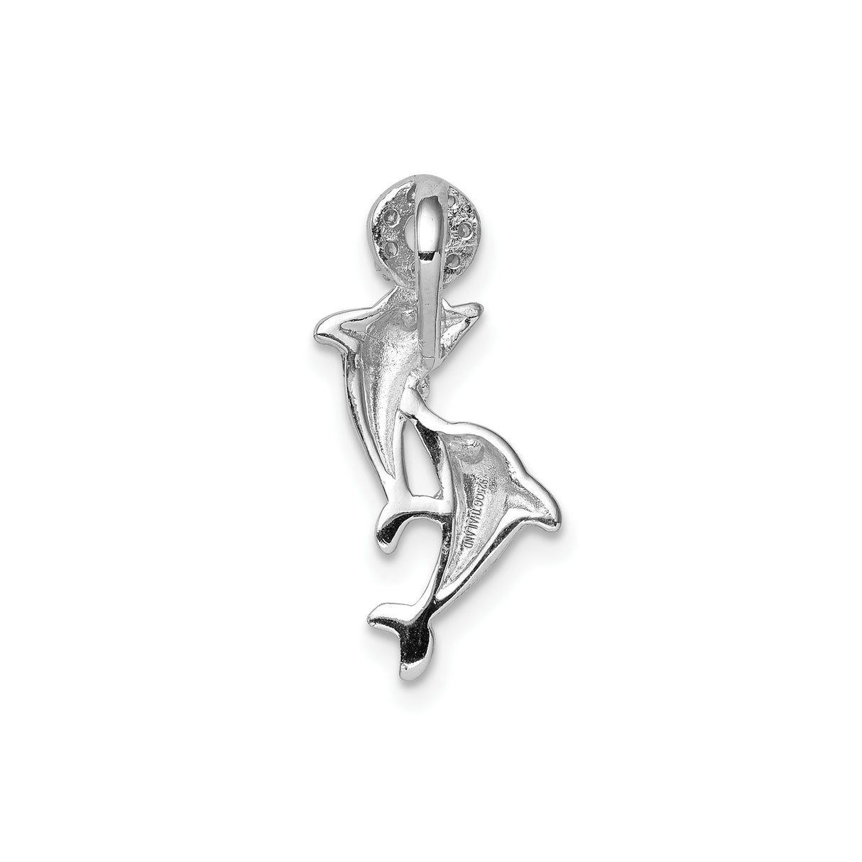 Sterling Silver Dolphin Pendant with Cubic Zirconia Accents, Ocean Marine Life Theme