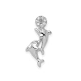 Sterling Silver Dolphin Pendant with Cubic Zirconia Accents, Ocean Marine Life Theme