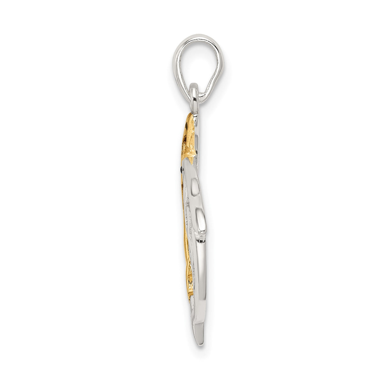 Sterling Silver Dolphin Pendant with Intertwined Silver and Gold Dolphins, Tribal Swirl Ocean Theme