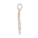 Sterling Silver Dolphin Pendant with Intertwined Silver and Gold Dolphins, Tribal Swirl Ocean Theme