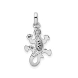 Sterling Silver Lizard Pendant with Cubic Zirconia, Spiritual Gecko Jewelry for Nature Lovers