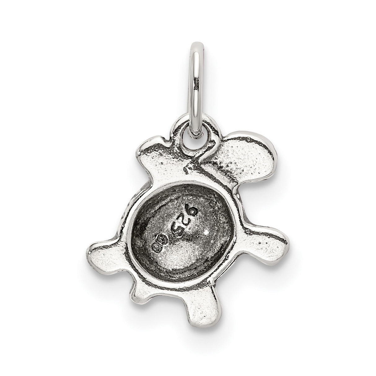 Antiqued Turtle Charm Pendant in Real 925 Sterling Silver